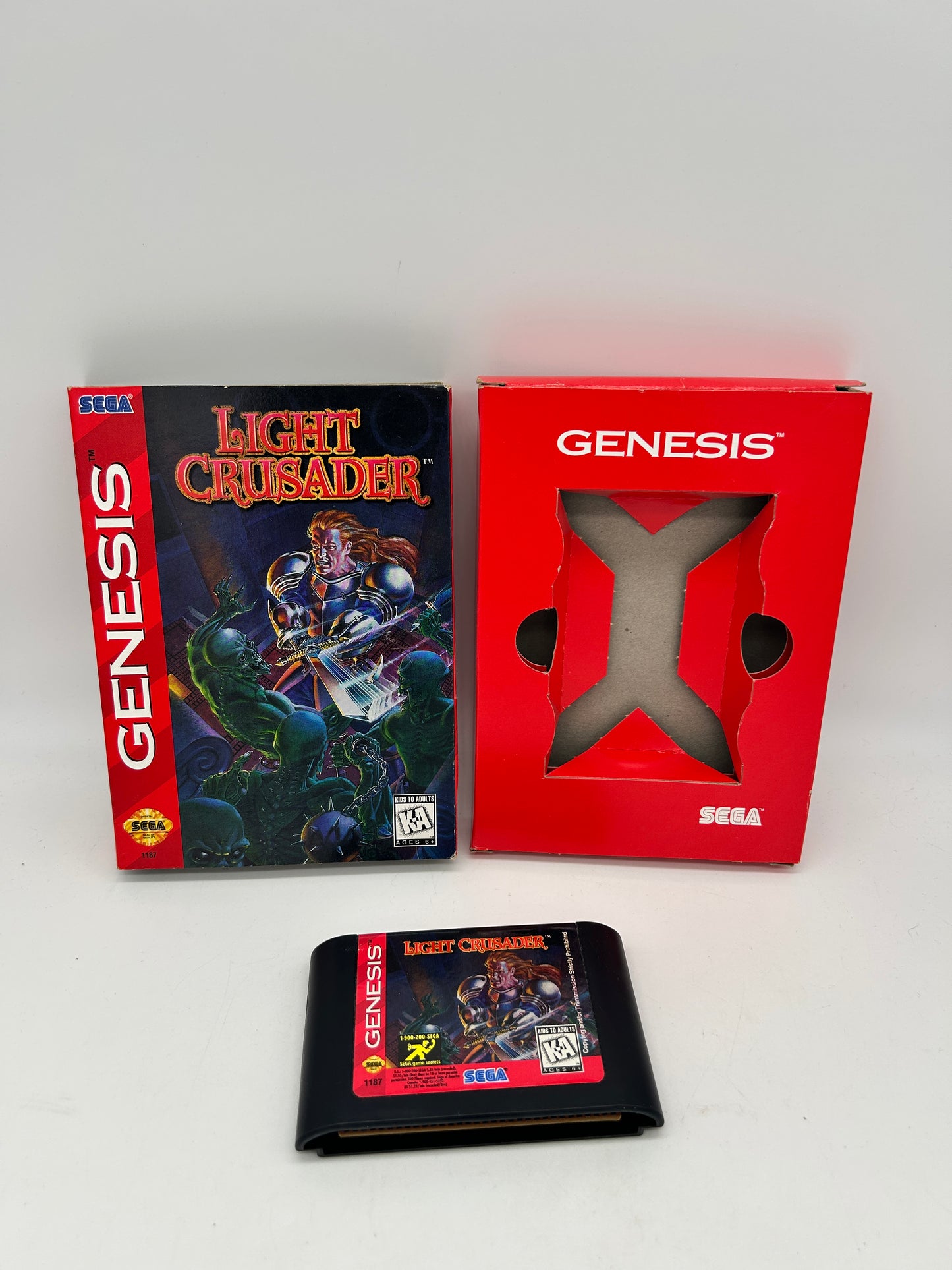 PiXEL-RETRO.COM : SEGA GENESIS (MEGA DRIVE) COMPLETE (CIB) GAME BOX INSTRUCTION MANUAL NTSC LIGHT CRUSADER