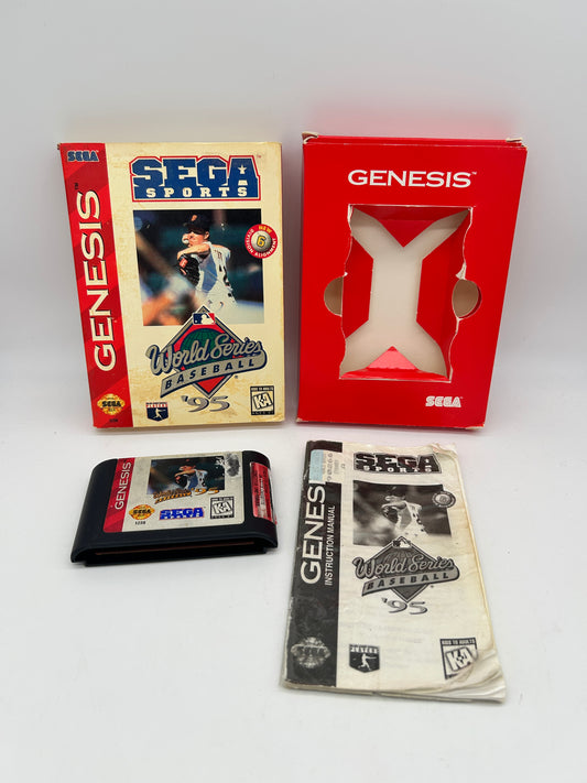 PiXEL-RETRO.COM : SEGA GENESIS (MEGA DRIVE) COMPLETE (CIB) GAME BOX INSTRUCTION MANUAL NTSC WORLD SERIES BASEBALL 95