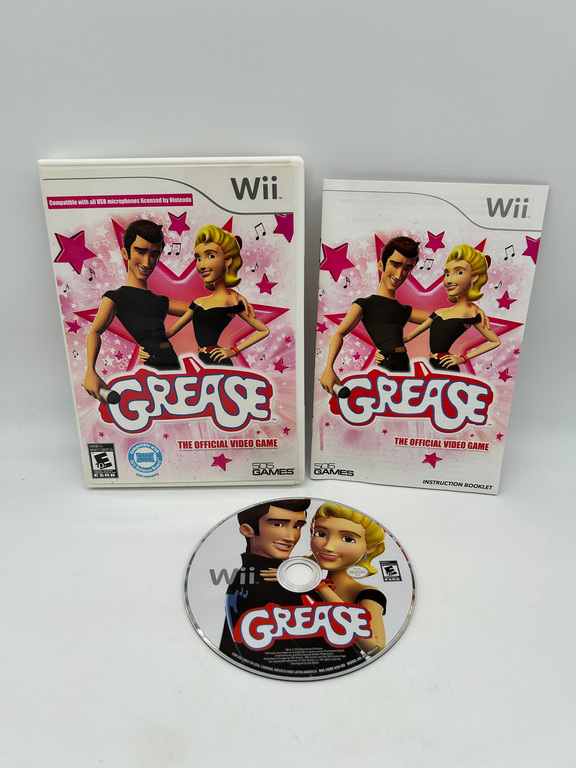 PiXEL-RETRO.COM : NINTENDO WII COMPLET CIB BOX MANUAL GAME NTSC GREASE THE OFFICIAL VIDEO GAME