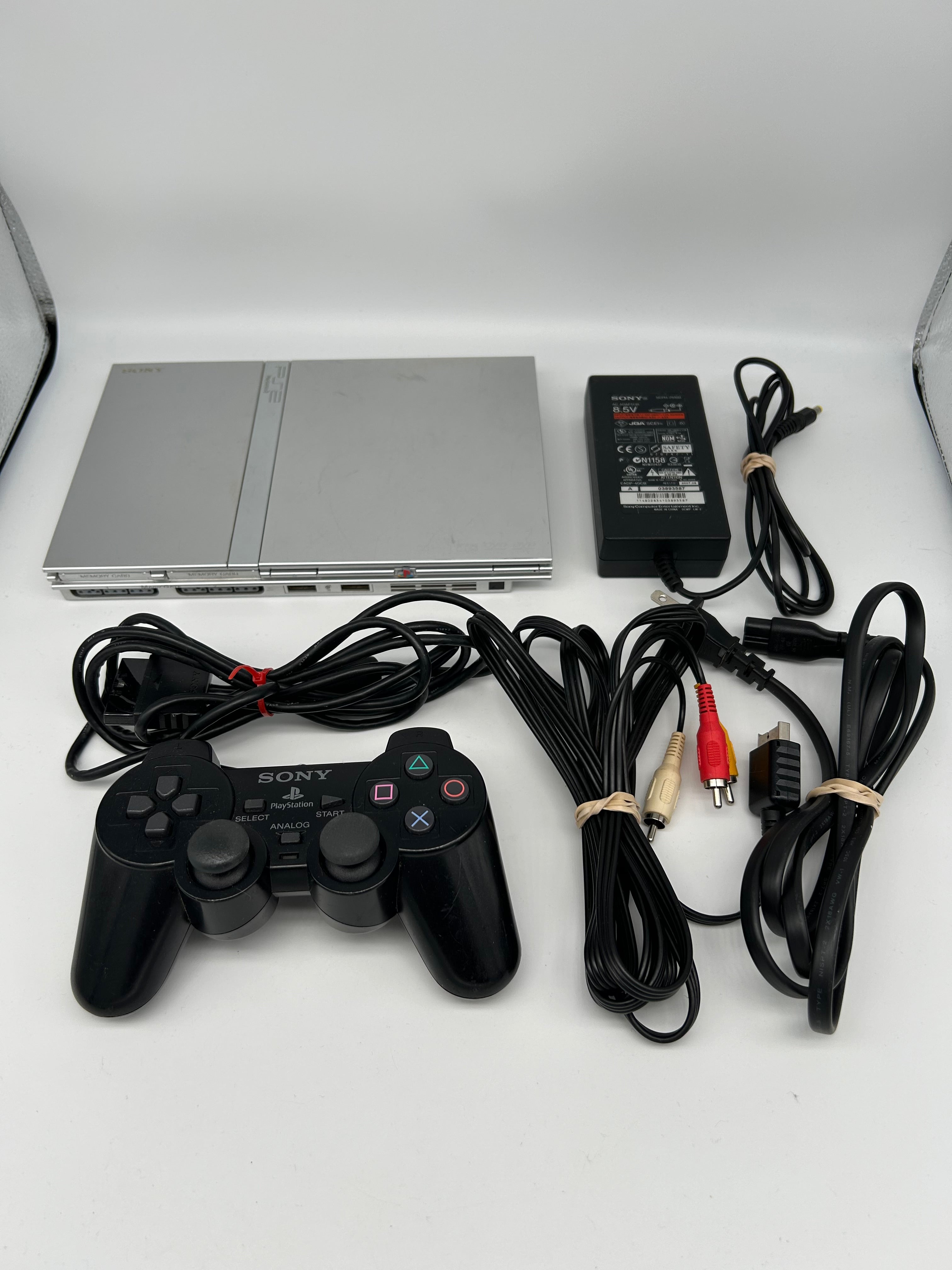 Sony PlayStation 2 Slim Console in Silver 2024 Console and Cords