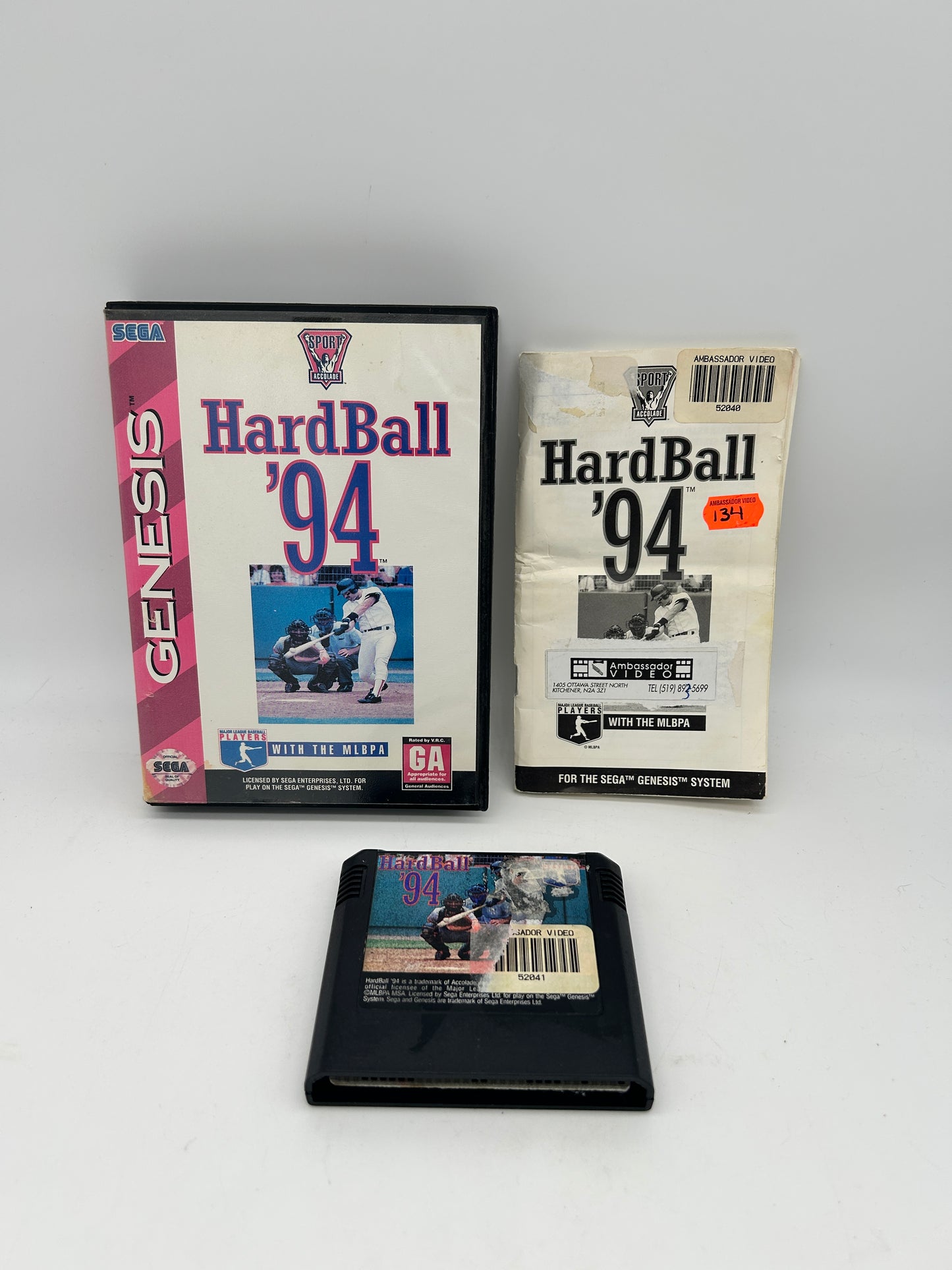 PiXEL-RETRO.COM : SEGA GENESIS (MEGA DRIVE) COMPLETE (CIB) GAME BOX INSTRUCTION MANUAL NTSC HARDBALL 94
