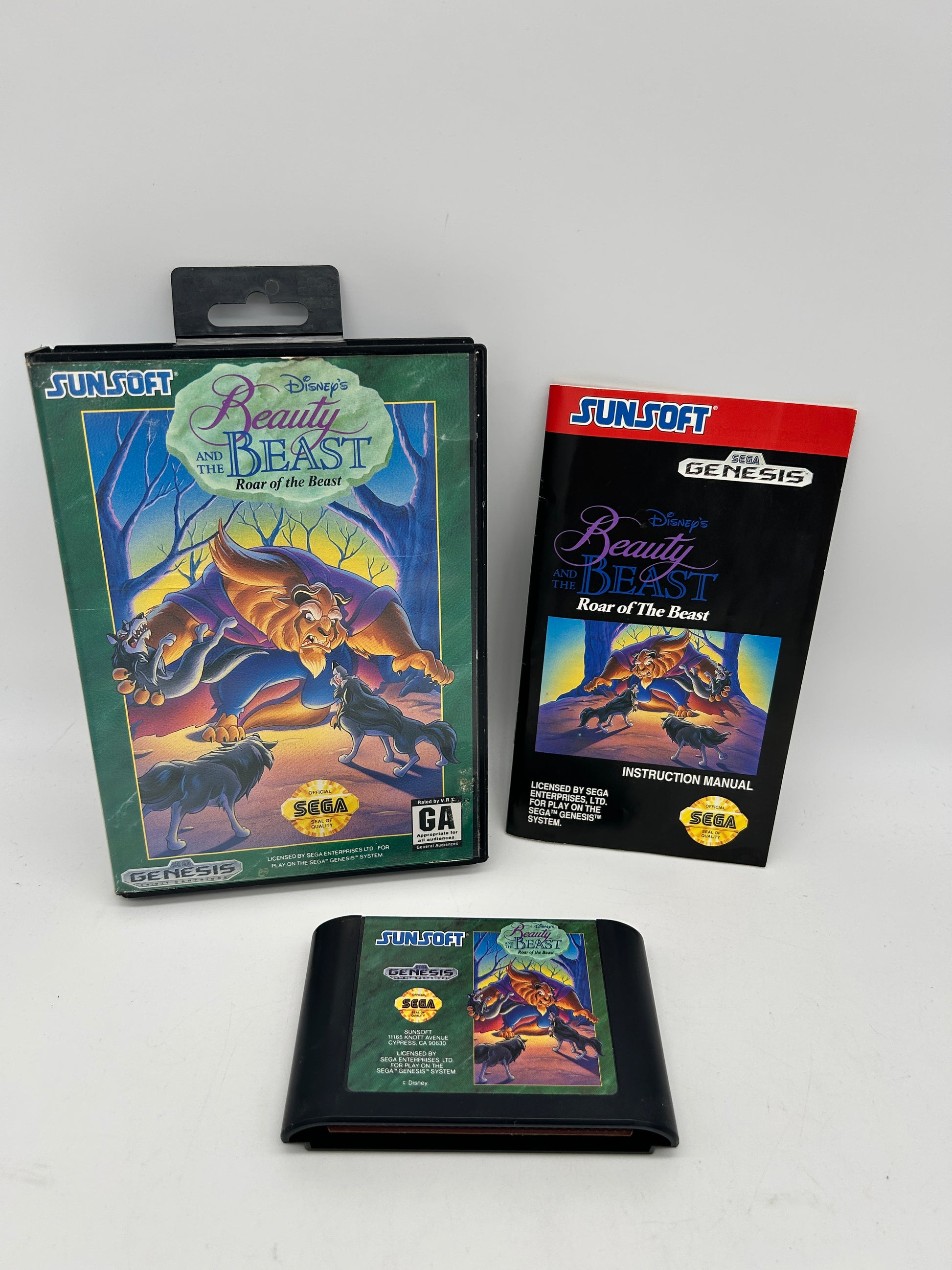 PiXEL-RETRO.COM : SEGA GENESIS (MEGA DRIVE) COMPLETE (CIB) GAME BOX INSTRUCTION MANUAL NTSC BEAUTY AND THE BEAST ROAR OF THE BEAST