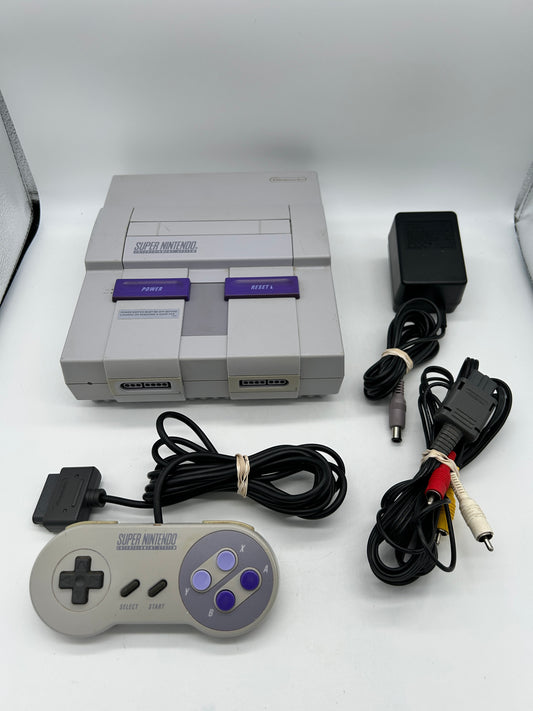 PiXEL-RETRO.COM : SUPER  NINTENDO SNES ORIGINAL CHARCOAL GRAY CONSOLE CONTROLLER, POWER SUPPLY, RCA CABLE NTSC SNS-001