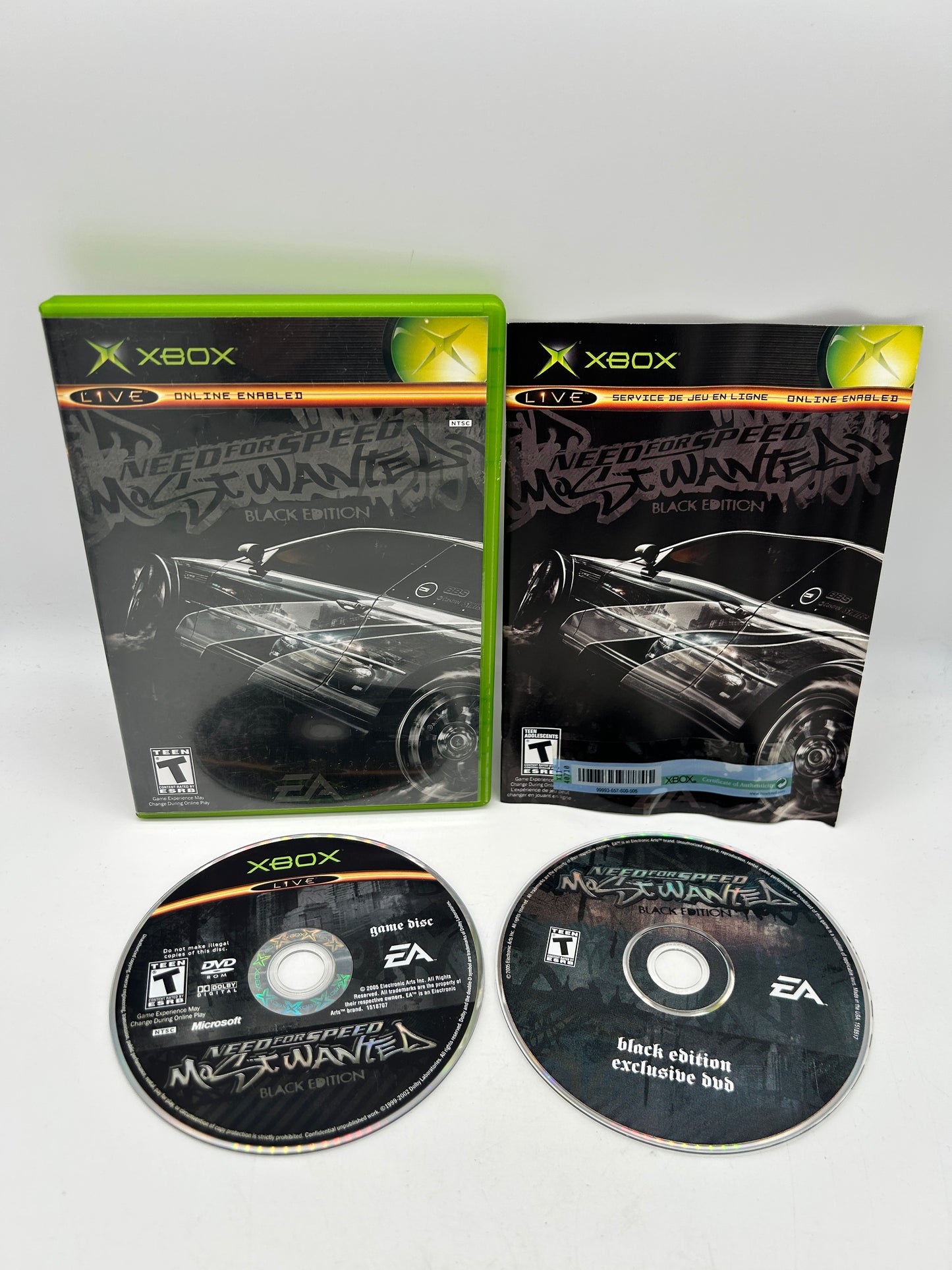 PiXEL-RETRO.COM : MICROSOFT XBOX COMPLETE CIB BOX MANUAL GAME NTSC NEED FOR SPEED BLACK EDITION
