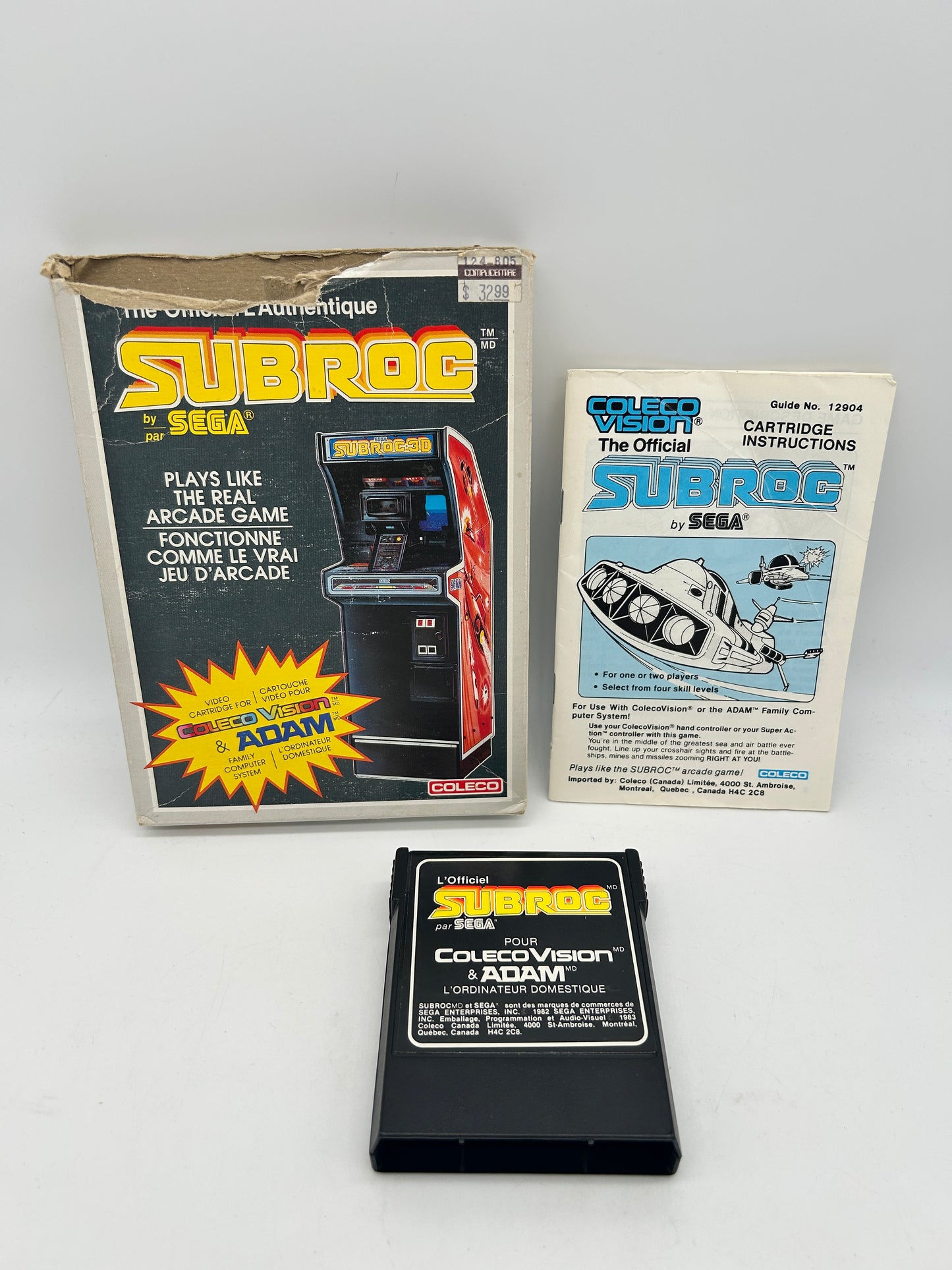 PiXEL-RETRO.COM : COLECOVISION GAME BOX INSTRUCTION MANUAL COMPLET CIB NTSC SUBROC