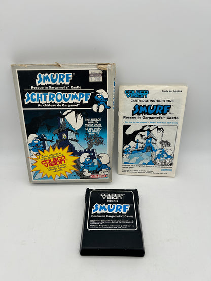 PiXEL-RETRO.COM : COLECOVISION GAME BOX INSTRUCTION MANUAL COMPLET CIB NTSC SMURF RESCUE IN GARGAMEL'S CASTLE