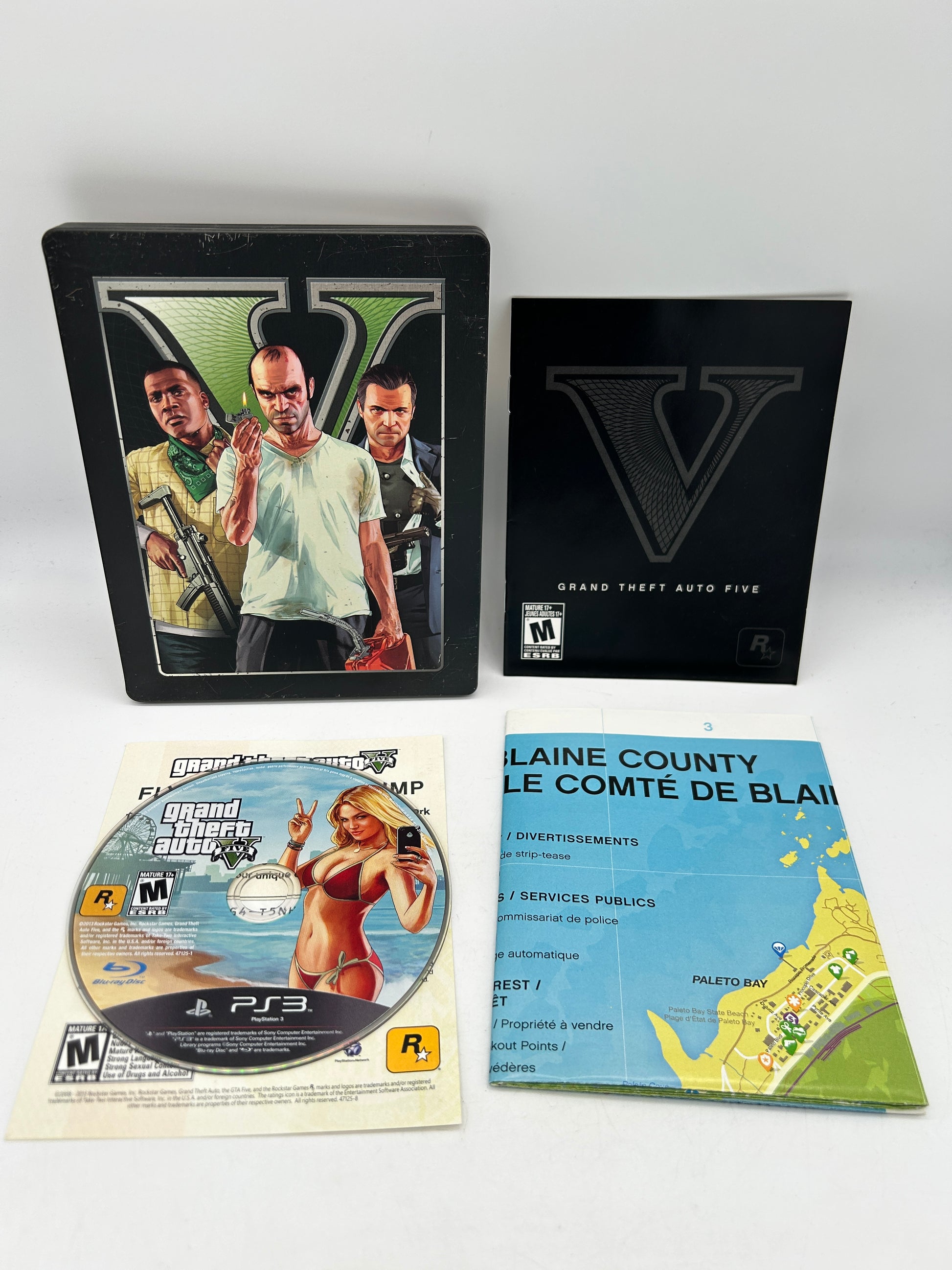 PiXEL-RETRO.COM : SONY PLAYSTATION 3 (PS3) COMPLET CIB BOX MANUAL GAME NTSC GRAND THEFT AUTO V FIVE STEELCASE STEELBOOK