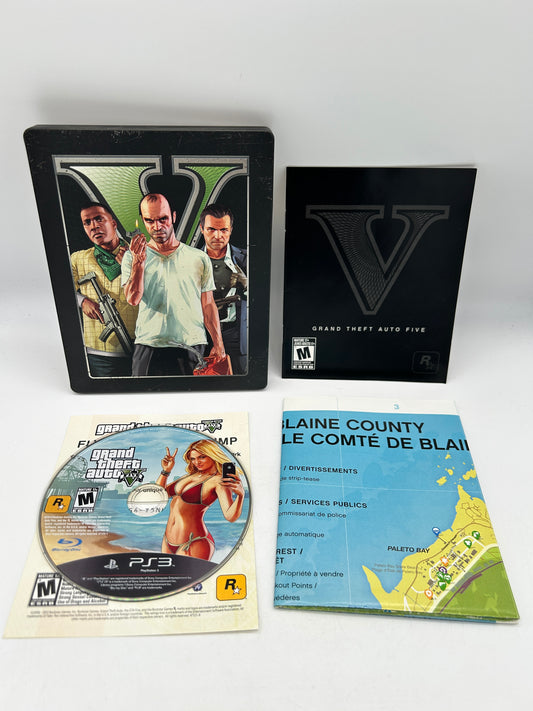 PiXEL-RETRO.COM : SONY PLAYSTATION 3 (PS3) COMPLET CIB BOX MANUAL GAME NTSC GRAND THEFT AUTO V FIVE STEELCASE STEELBOOK