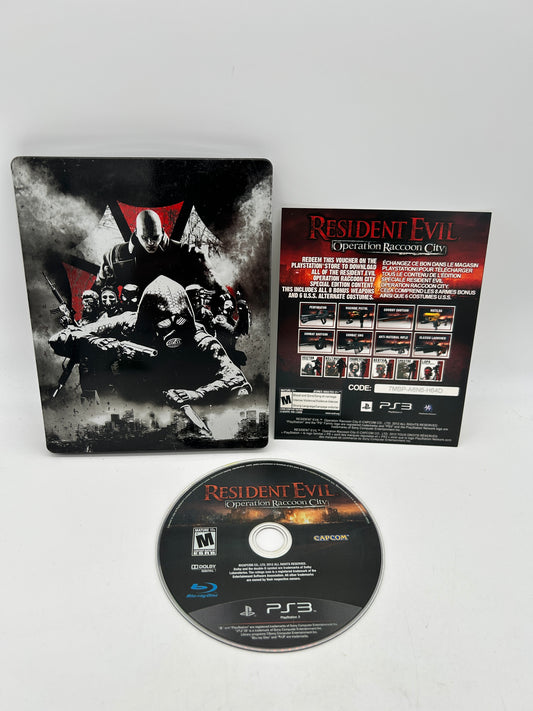 PiXEL-RETRO.COM : SONY PLAYSTATION 3 (PS3) COMPLET CIB BOX MANUAL GAME NTSC RESIDENT EVIL OPERATION RACCOON CITY STEELCASE COLLECTOR'S EDITION