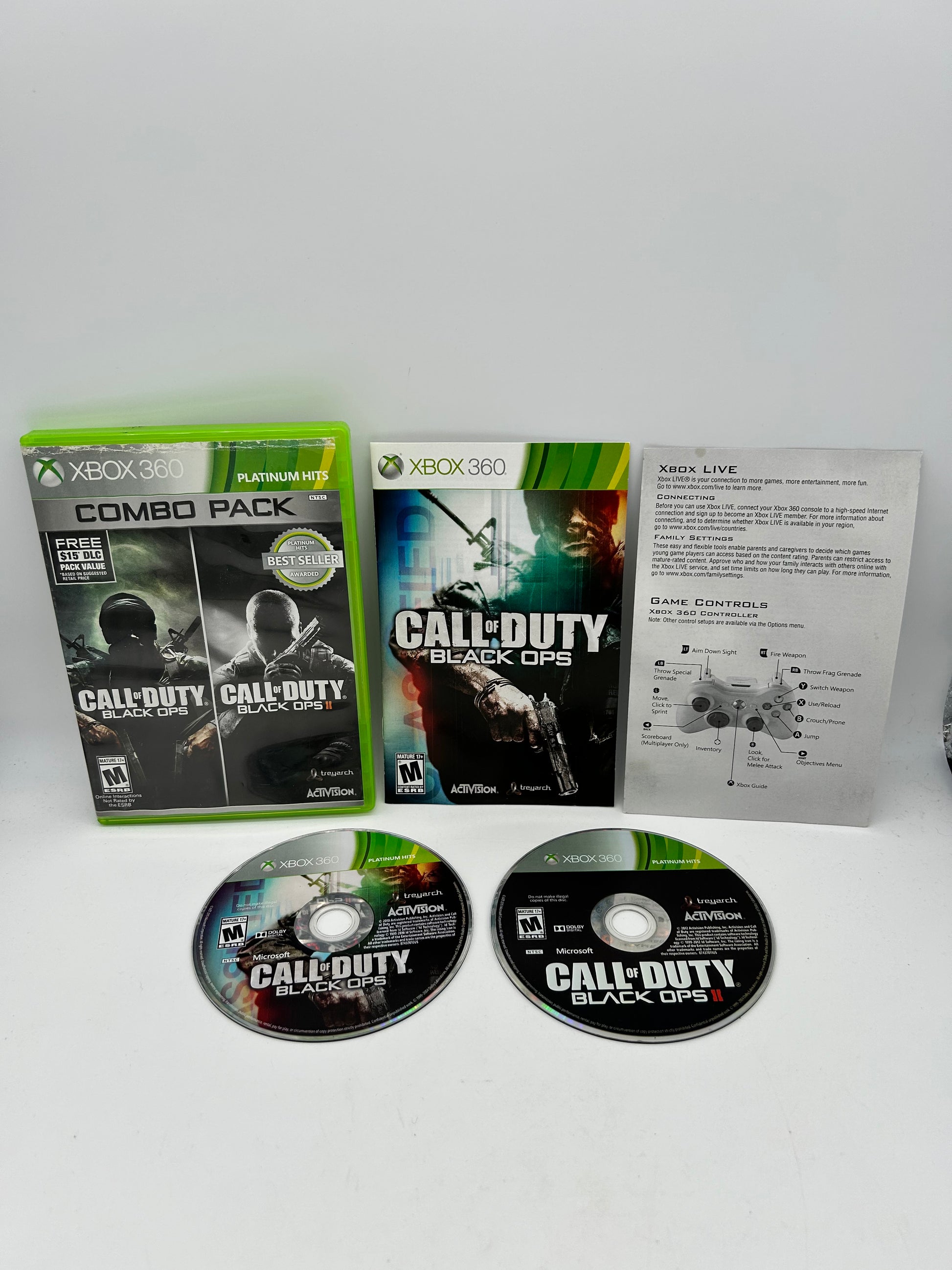 PiXEL-RETRO.COM : MICROSOFT XBOX 360 COMPLETE CIB BOX MANUAL GAME NTSC CALL OF DUTY BLACK OPS 1 AND 2 II COMBO PACK