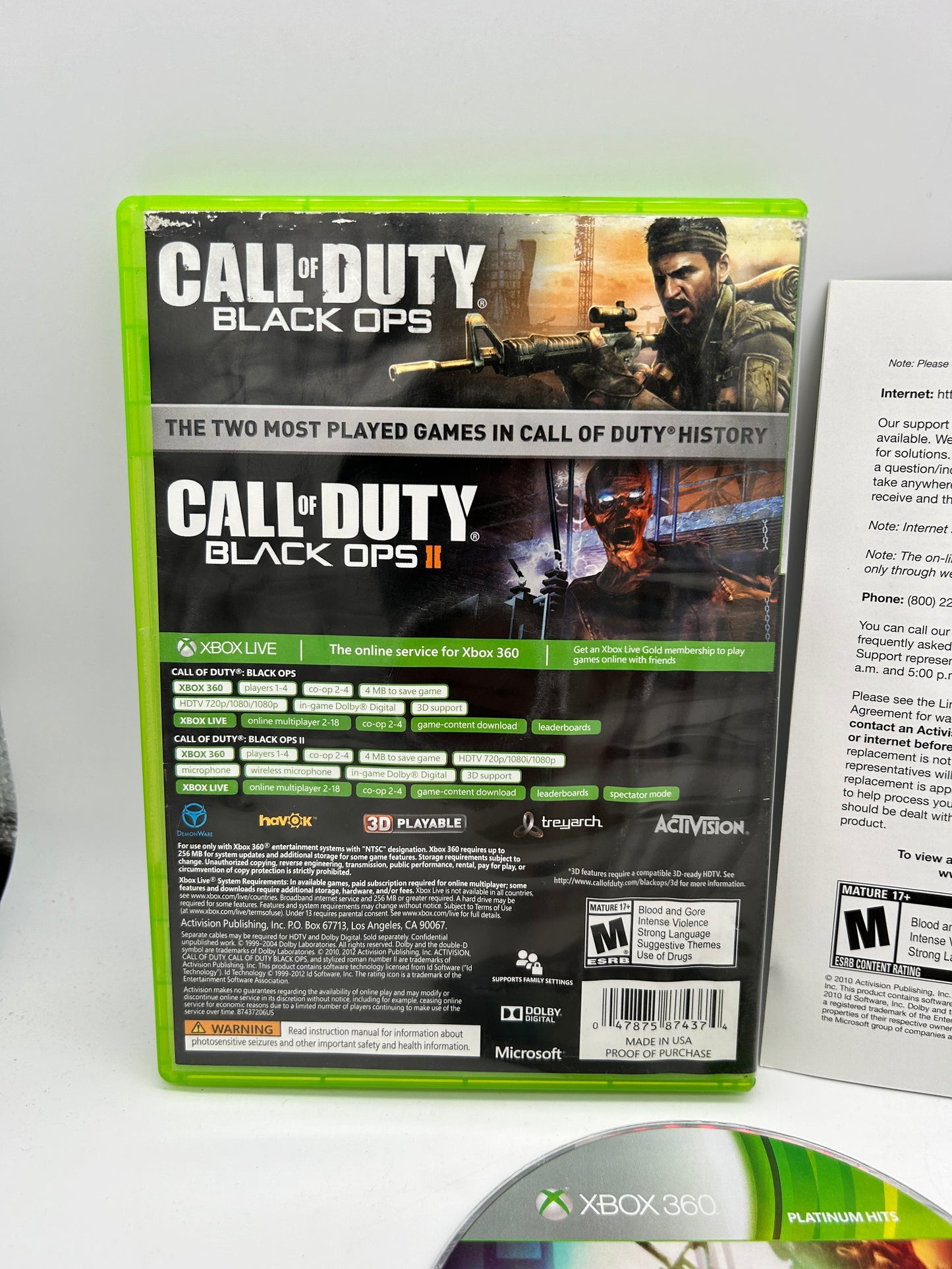 MiCROSOFT XBOX 360 | CALL OF DUTY BLACK OPS II COMBO PACK | PLATiNUM HiTS