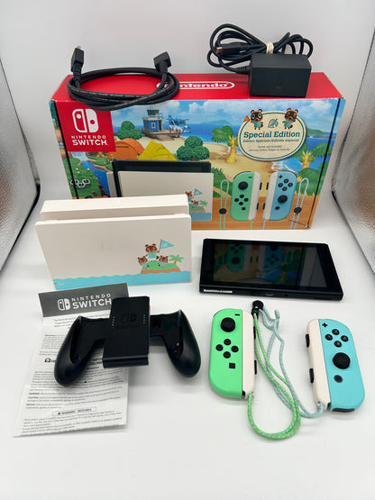 PiXEL-RETRO.COM : NINTENDO SWITCH SYSTEM COMPLETE (CiB) CONSOLE, BOX, CONTROLLERS, POWER SUPPLY, JOY-CON, HDMI CABLE, NTSC SET ANIMAL CROSSING EDITION HAC-001(-01)