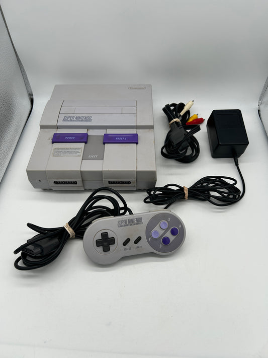 PiXEL-RETRO.COM : SUPER  NINTENDO SNES ORIGINAL CHARCOAL GRAY CONSOLE CONTROLLER, POWER SUPPLY, RCA CABLE NTSC SNS-001