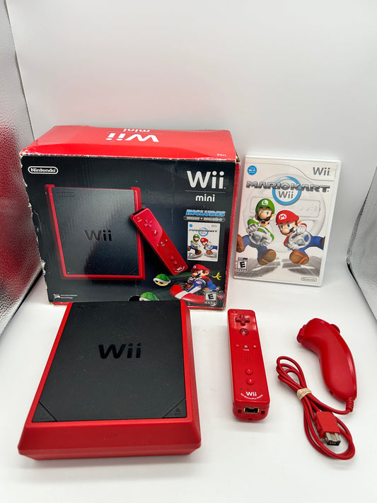 PiXEL-RETRO.COM : NINTENDO WII MINI COMPLETE (CiB) CONSOLE, BOX, CONTROLLERS, NUNCHUK, WIIMOTION, POWER SUPPLY, RCA CABLE, NTSC RVL-201 mario kart