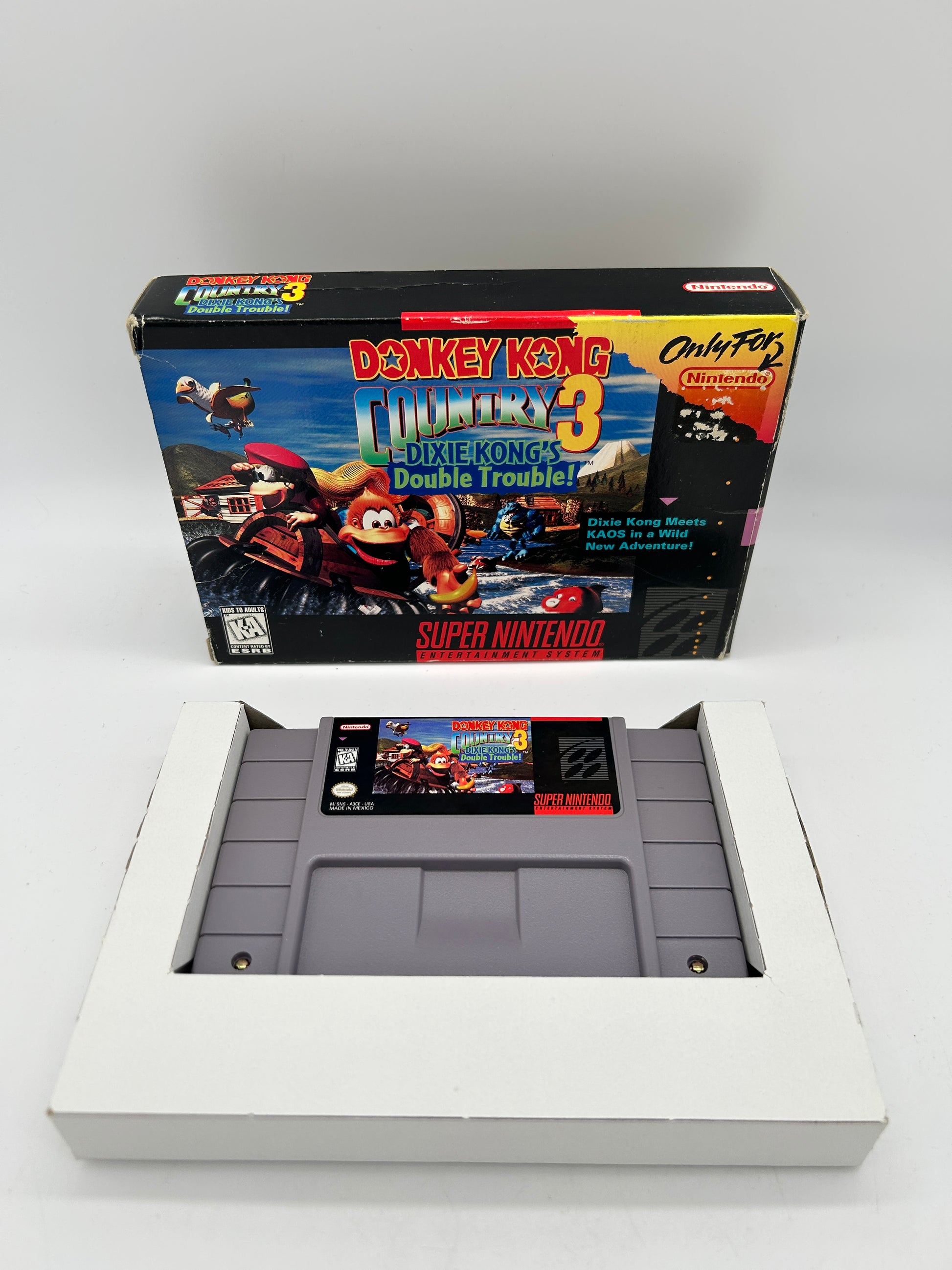 PiXEL-RETRO.COM : SUPER NINTENDO NES (SNES) COMPLETE CIB BOX MANUAL GAME NTSC DONKEY KONG COUNTRY 3 DIXIE KONG'S DOUBLE TROUBLE