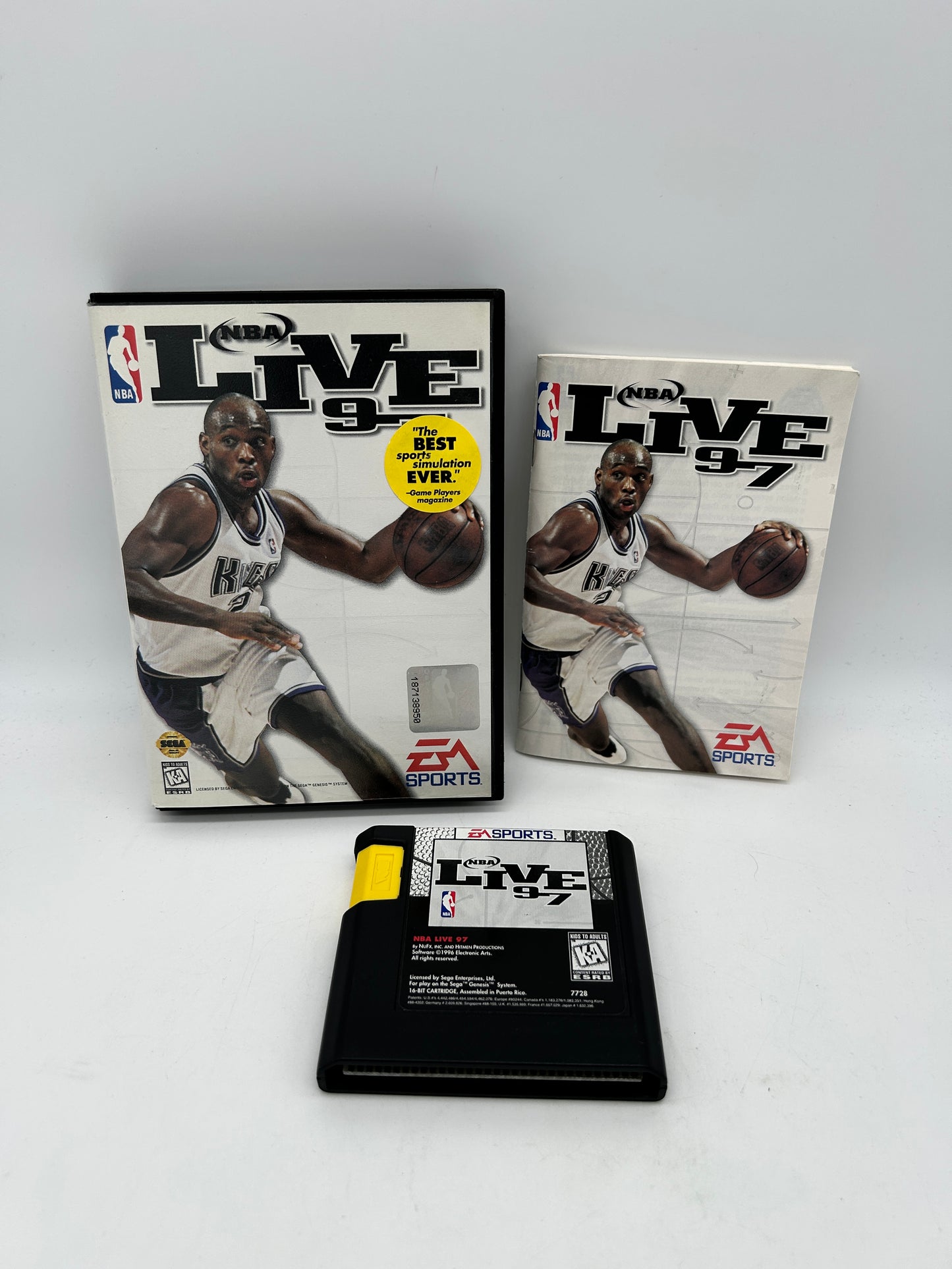 PiXEL-RETRO.COM : SEGA GENESIS (MEGA DRIVE) COMPLETE (CIB) GAME BOX INSTRUCTION MANUAL NTSC NBA LIVE 97