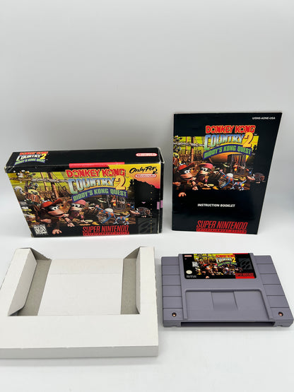 PiXEL-RETRO.COM : SUPER NINTENDO NES (SNES) COMPLETE CIB BOX MANUAL GAME NTSC DONKEY KONG COUNTRY 2 DIDDY'S KONG QUEST
