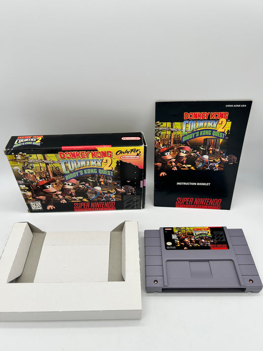 PiXEL-RETRO.COM : SUPER NINTENDO NES (SNES) COMPLETE CIB BOX MANUAL GAME NTSC DONKEY KONG COUNTRY 2 DIDDY'S KONG QUEST