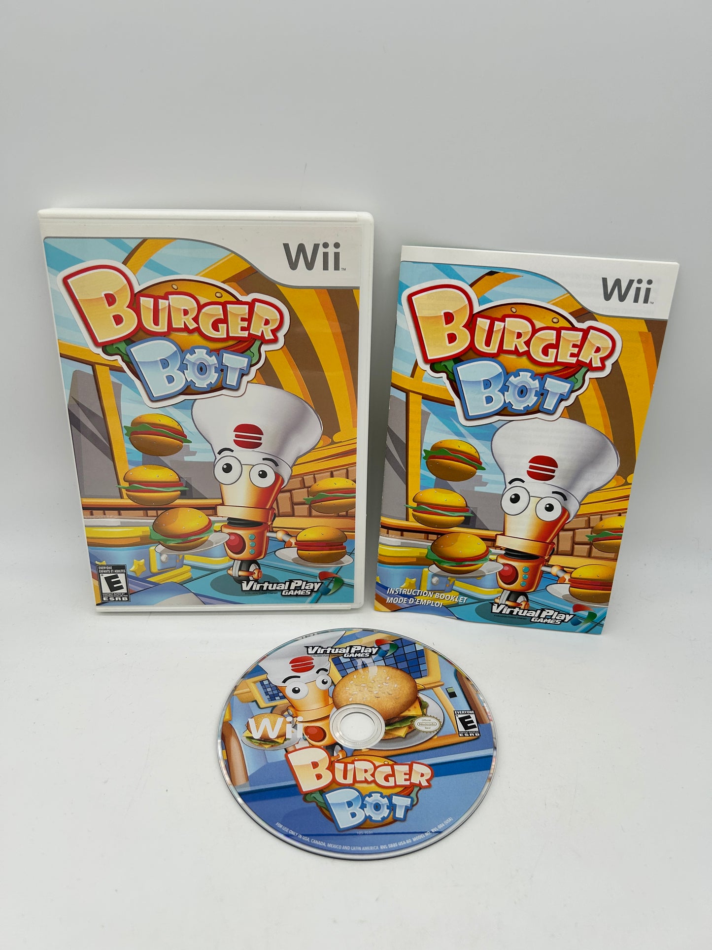 PiXEL-RETRO.COM : NINTENDO WII COMPLET CIB BOX MANUAL GAME NTSC BURGER BOT