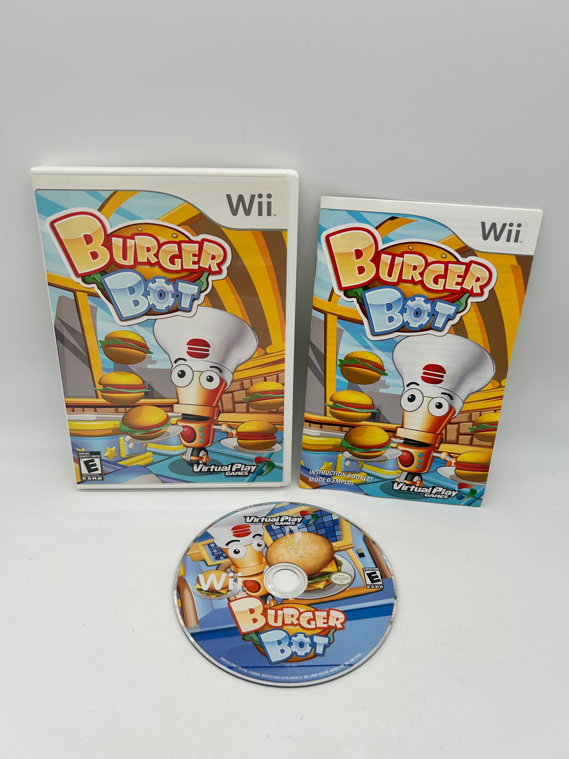 PiXEL-RETRO.COM : NINTENDO WII COMPLET CIB BOX MANUAL GAME NTSC BURGER BOT