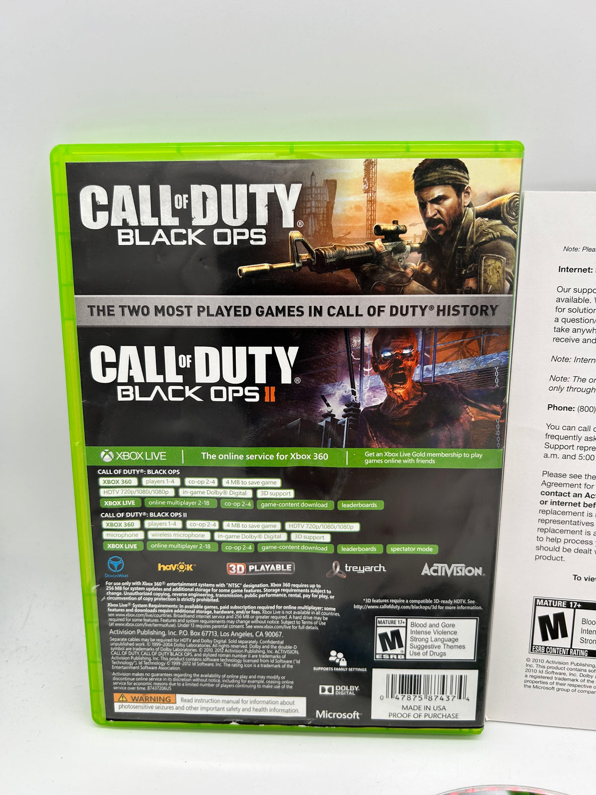 Microsoft XBOX 360 | CALL OF DUTY BLACK OPS II COMBO PACK | PLATiNUM HiTS