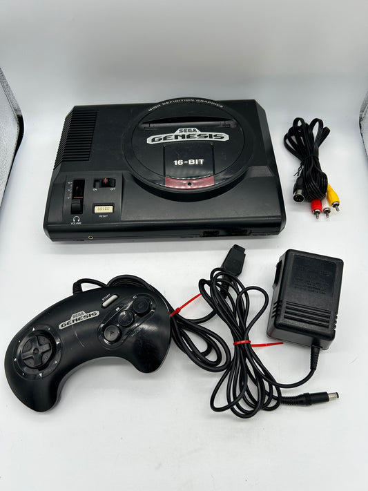 PiXEL-RETRO.COM : SEGA GENESIS ORIGINAL BLACK MODEL 1 VERSION, CONTROLLER, POWER SUPPLY, RCA CABLE NTSC MK-1601-22 HDG HIGH DEFINITION GRAPHICS