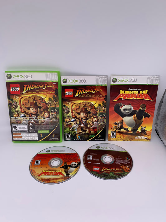 PiXEL-RETRO.COM : MICROSOFT XBOX 360 COMPLETE CIB BOX MANUAL GAME NTSC LEGO iNDiANA JONES THE ORiGiNAL ADVENTURES & KUNG FU PANDA