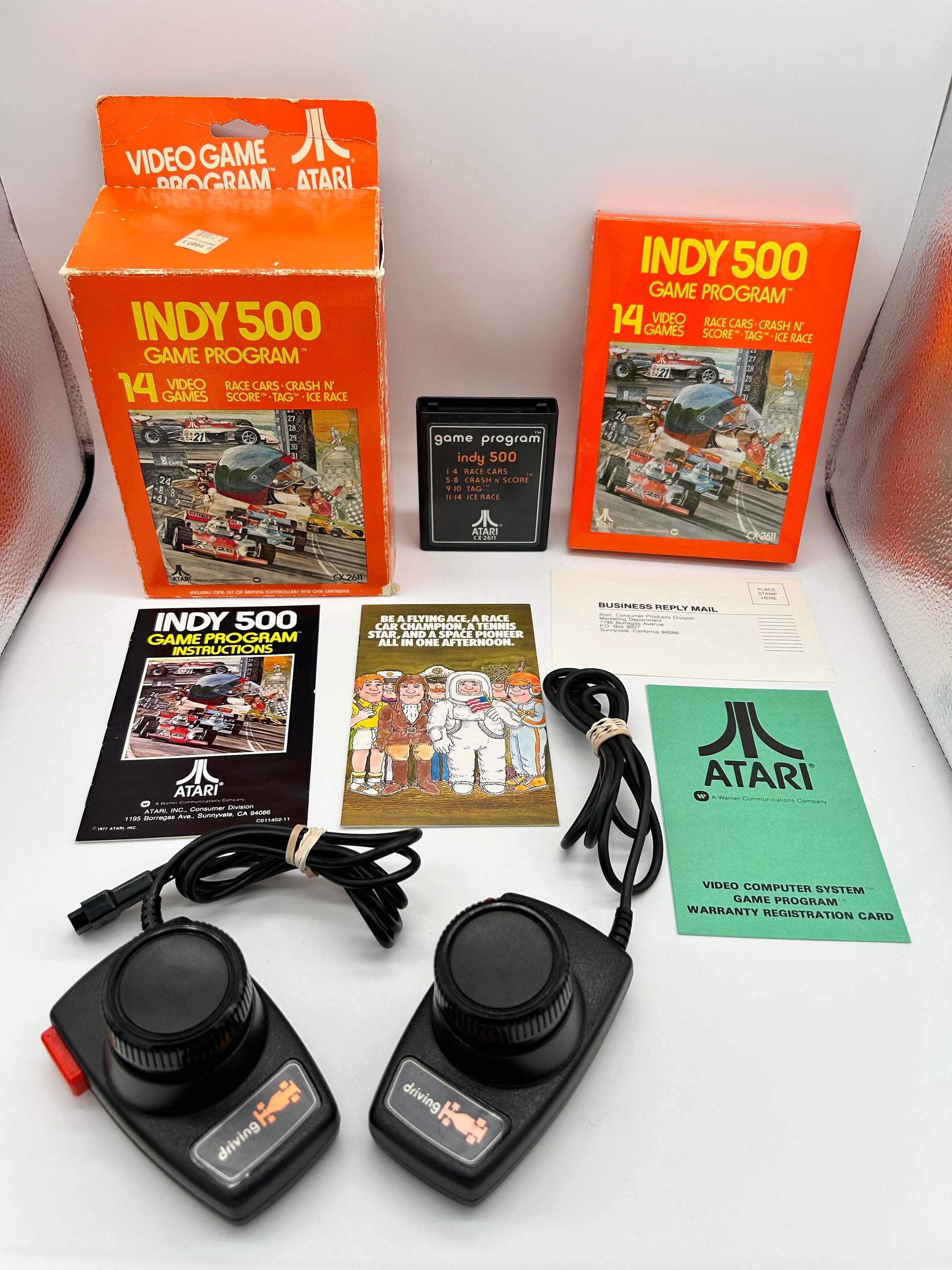 PiXEL-RETRO.COM : ATARI 2600 GAME BOX INSTRUCTION MANUAL DRIVING CONTROLLERS REGISTER CARD INSERTS BIG BOX NTSC indy 500 TEXT LABEL VERSION