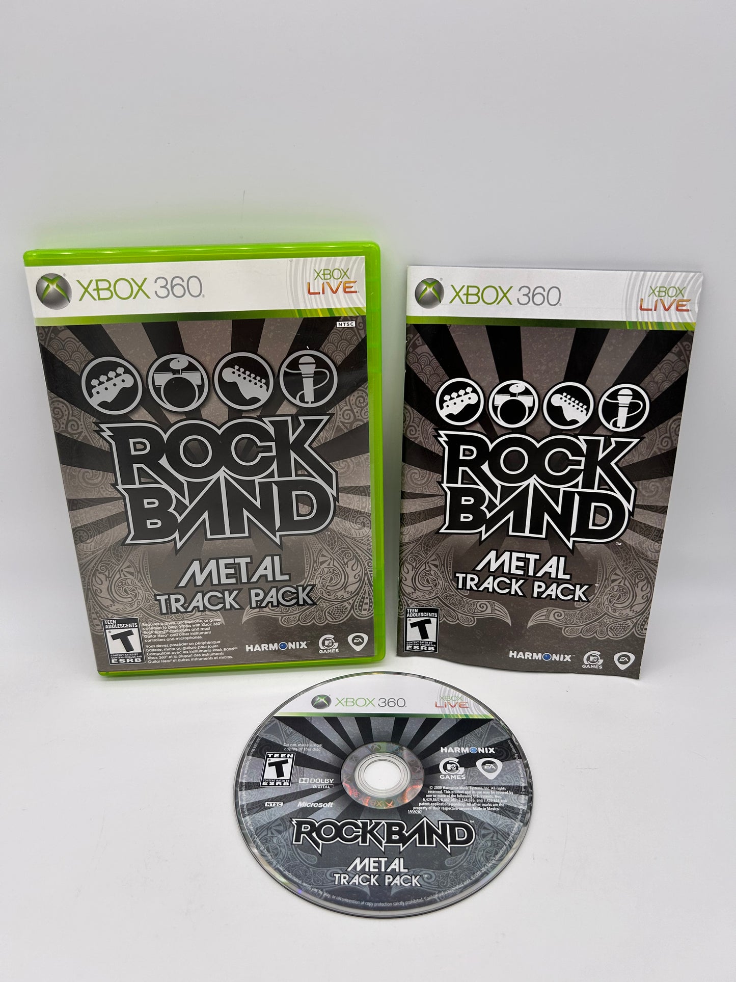 PiXEL-RETRO.COM : MICROSOFT XBOX 360 COMPLETE CIB BOX MANUAL GAME NTSC ROCK BAND METAL TRACK PACK