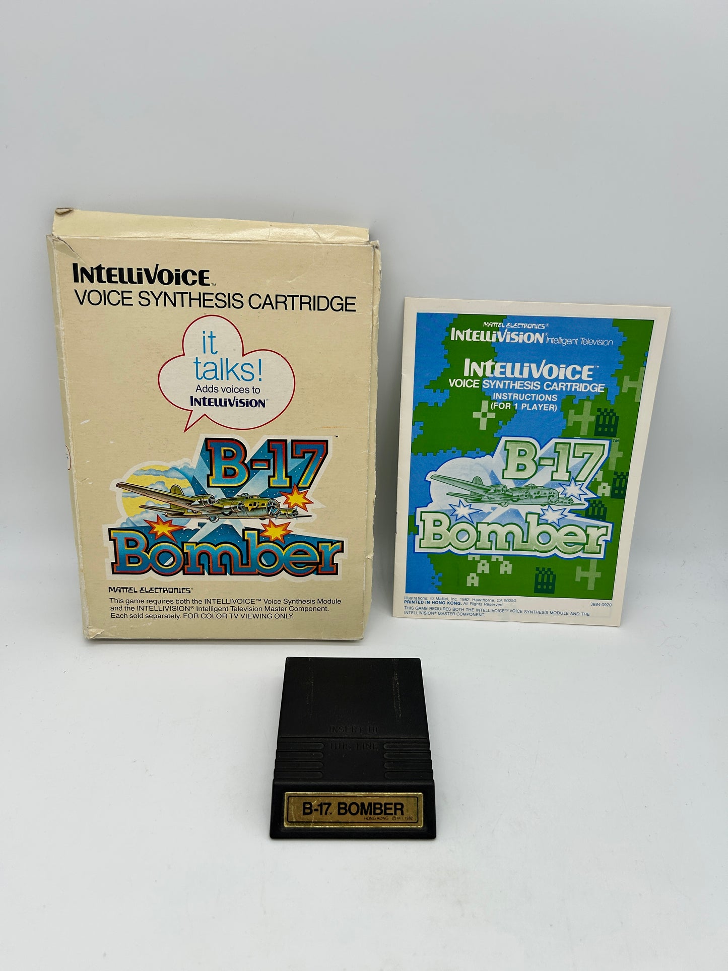 PiXEL-RETRO.COM : INTELLIVISION GAME, OVERLAY, BOX, INSTRUCTION MANUAL, COMPLET CIB NTSC B-17 BOMBER