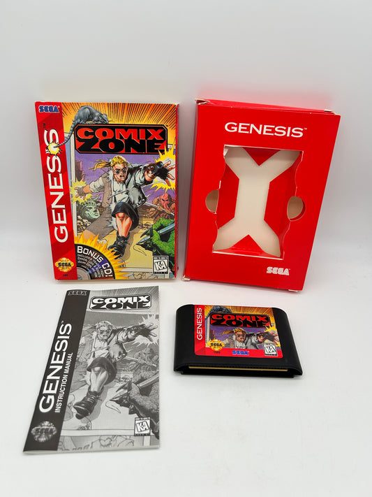 PiXEL-RETRO.COM : SEGA GENESIS (MEGA DRIVE) COMPLETE (CIB) GAME BOX INSTRUCTION MANUAL NTSC COMIX ZONE