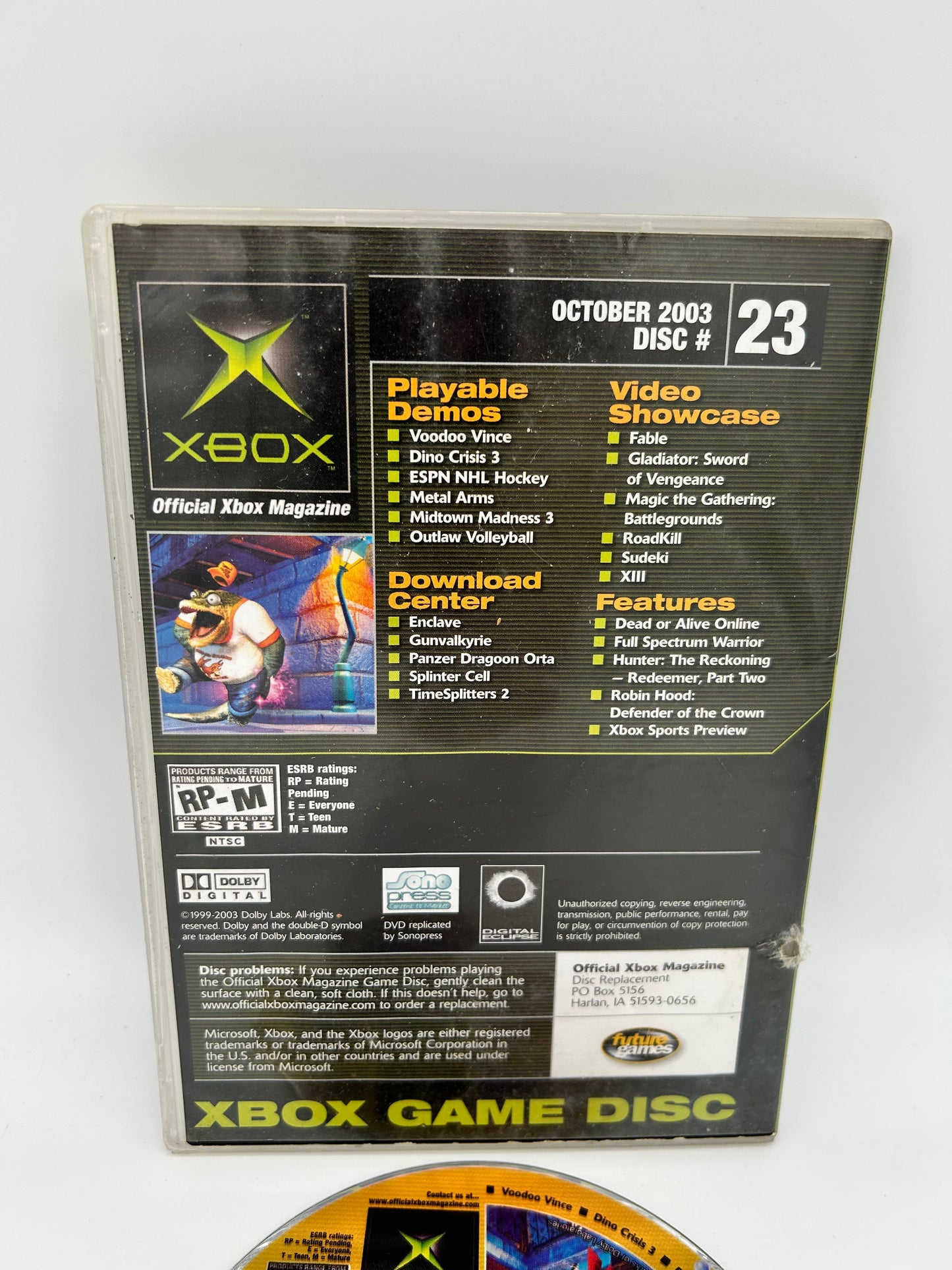 MiCROSOFT XBOX ORiGiNAL | OFFiCiAL XBOX MAGAZiNE DEMO GAME DiSC CD #23 OCT 2003