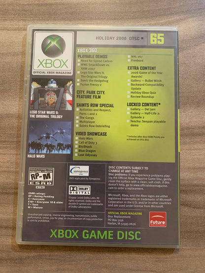 MiCROSOFT XBOX 360 | OFFiCiAL XBOX MAGAZiNE DEMO GAME DiSC CD #65 HOLiDAY 2006