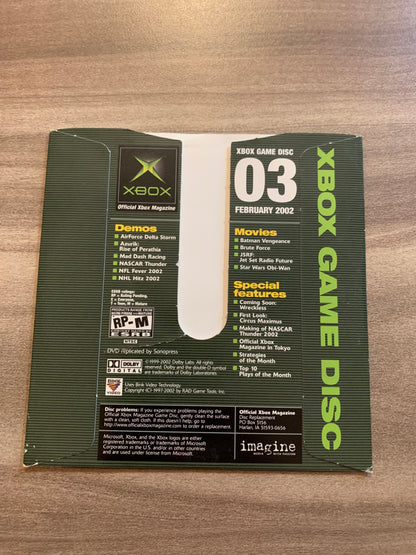 MiCROSOFT XBOX ORiGiNAL | OFFiCiAL XBOX MAGAZiNE DEMO GAME DiSC CD #03 FEBRUARY 2002