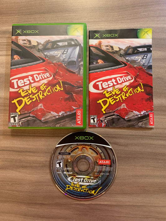 PiXEL-RETRO.COM : MICROSOFT XBOX COMPLETE CIB BOX MANUAL GAME NTSC TEST DRIVE EVE OF DESTRUCTION