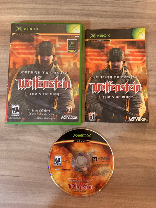 PiXEL-RETRO.COM : MICROSOFT XBOX COMPLETE CIB BOX MANUAL GAME NTSC RETURN TO CASTLE WOLFENSTEIN TIDES OF WAR