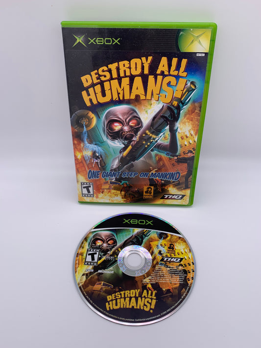 PiXEL-RETRO.COM : MICROSOFT XBOX COMPLETE CIB BOX MANUAL GAME NTSC DESTROY ALL HUMANS! ONE GiANT STEP ON MANKiND