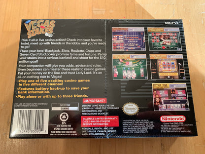PiXEL-RETRO.COM : SUPER NINTENDO NES (SNES) VEGAS STAKES NEW/SCELLED COMPLET CIB BOX MANUAL POSTER MAP GAME NTSC
