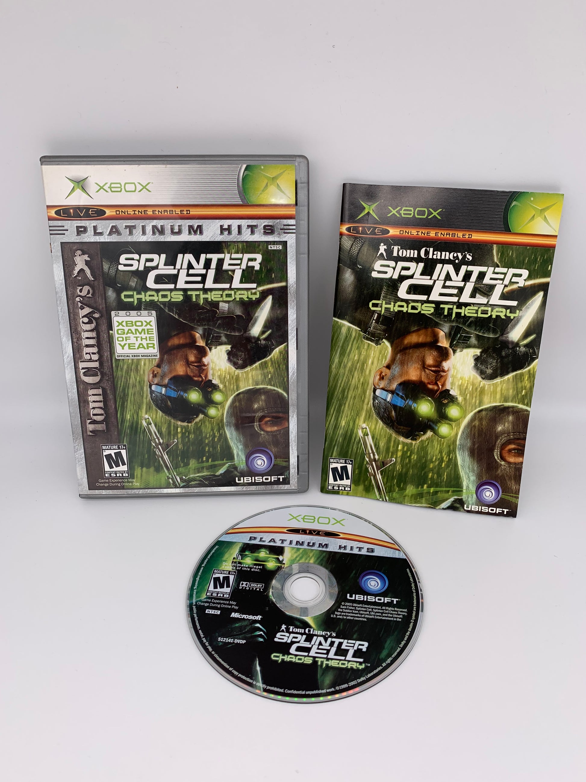 PiXEL-RETRO.COM : MICROSOFT XBOX COMPLETE CIB BOX MANUAL GAME NTSC TOM CLANCY'S SPLINTER CELL CHAOS THEORY platinum hits
