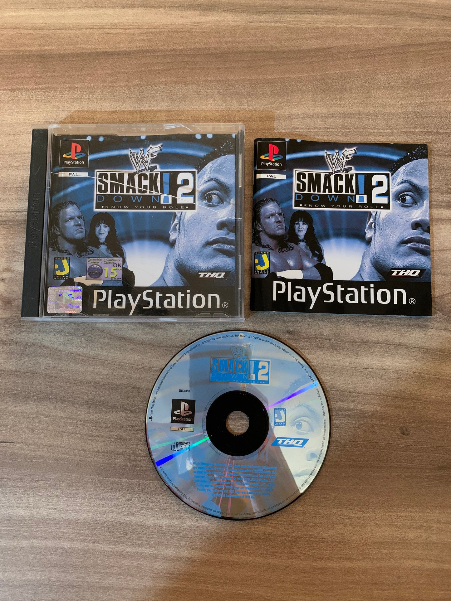 PiXEL-RETRO.COM : SONY PLAYSTATION (PS1) COMPLETE CIB BOX MANUAL GAME PAL WWF SMACKDOWN 2 KNOW YOUR ROLE