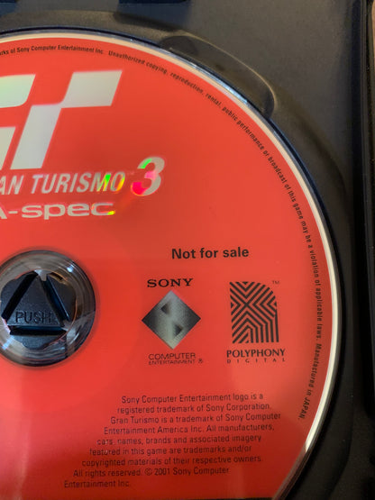 SONY PLAYSTATiON 2 [PS2] | GRAN TURiSMO 3 GT3 A-SPEC | NOT FOR RESALE