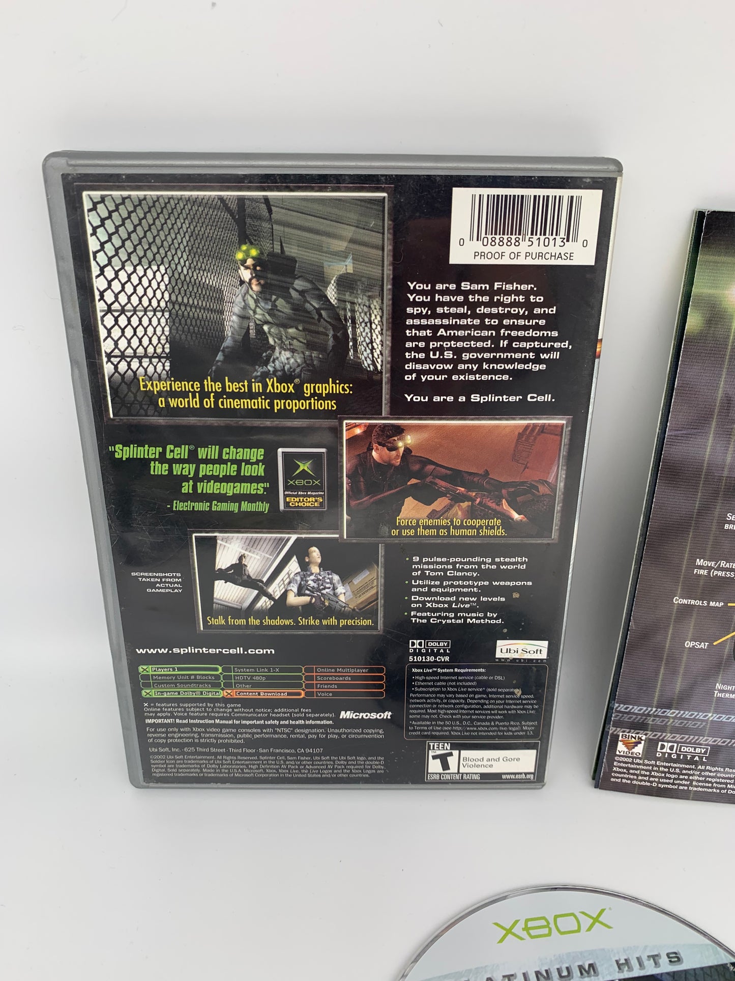 MiCROSOFT XBOX ORiGiNAL | TOM CLANCYS SPLiNTER CELL STEALTH ACTiON REDEFiNED | PLATiNUM HiTS