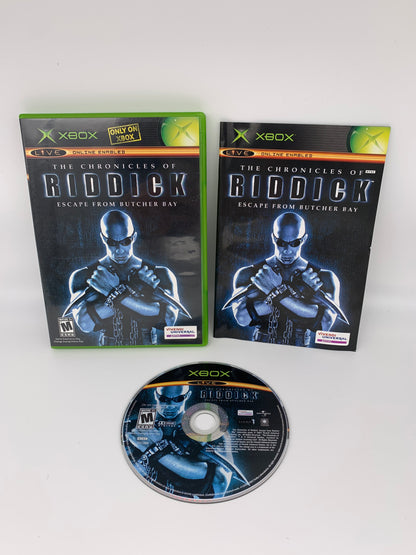 PiXEL-RETRO.COM : MICROSOFT XBOX COMPLETE CIB BOX MANUAL GAME NTSC THE CHRONICLES OF RIDDICK ESCAPE FROM BUTCHER BAY