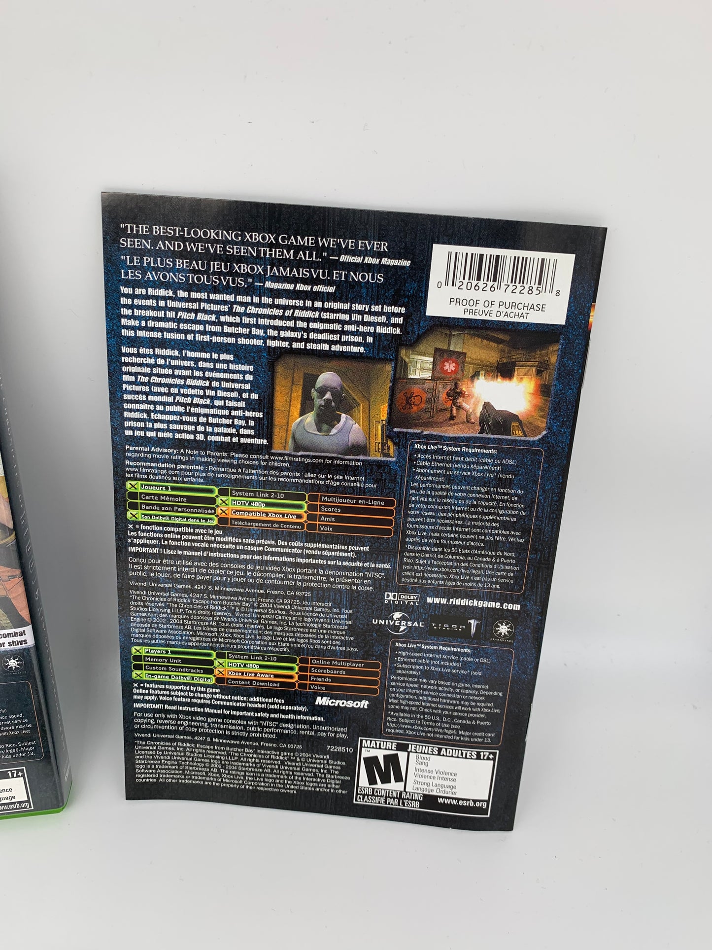 MiCROSOFT XBOX ORiGiNAL | THE CHRONiCLES OF RiDDiCK ESCAPE FROM BUTCHER BAY