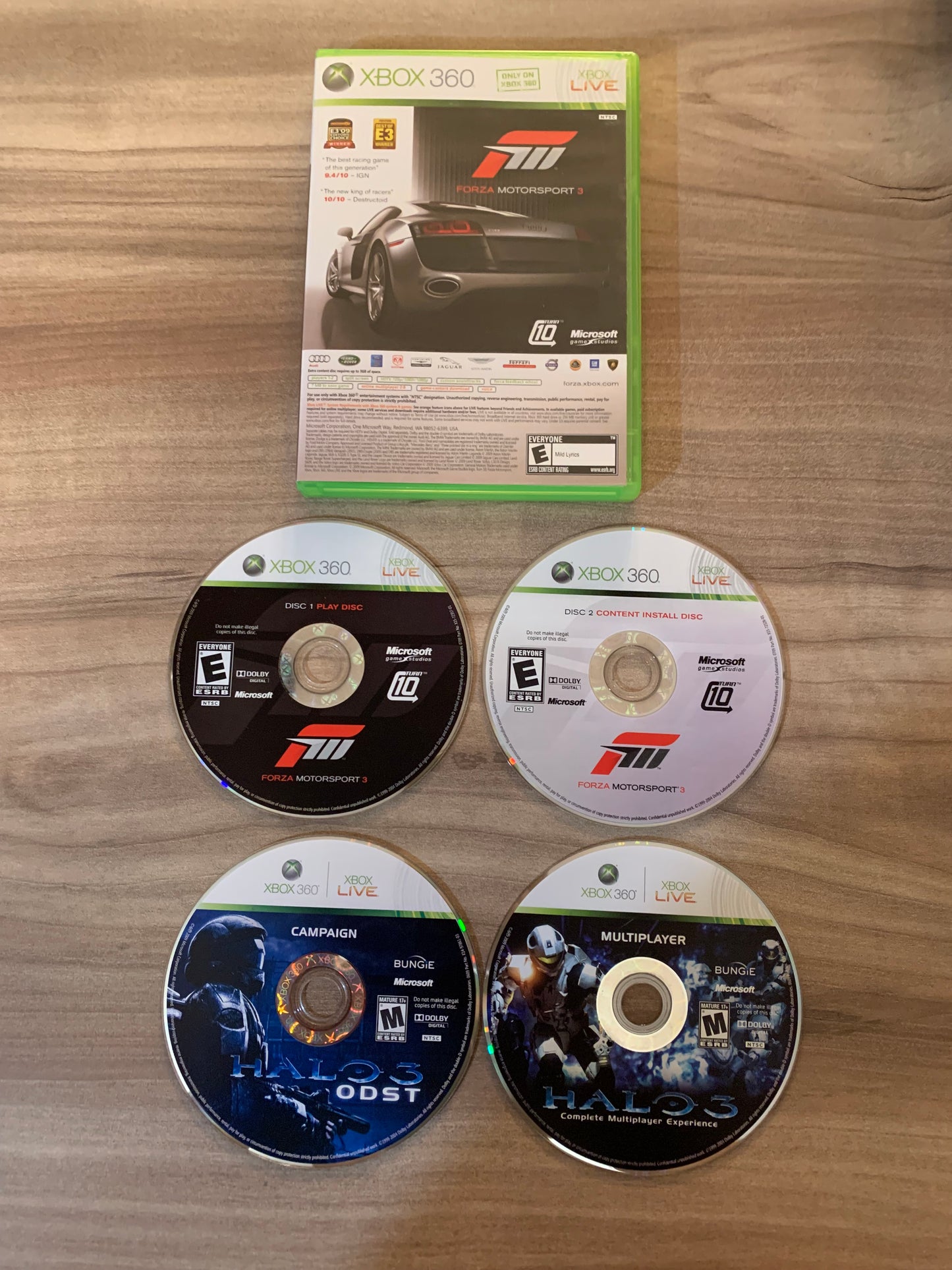 PiXEL-RETRO.COM : MICROSOFT XBOX 360 COMPLETE CIB BOX MANUAL GAME NTSC FORZA MOTORSPORT 3 & HALO 3 ODST NOT FOR RESALE