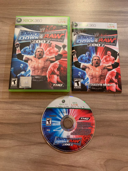 PiXEL-RETRO.COM : MICROSOFT XBOX 360 COMPLETE CIB BOX MANUAL GAME NTSC WWE SMACKDOWN VS RAW 2007