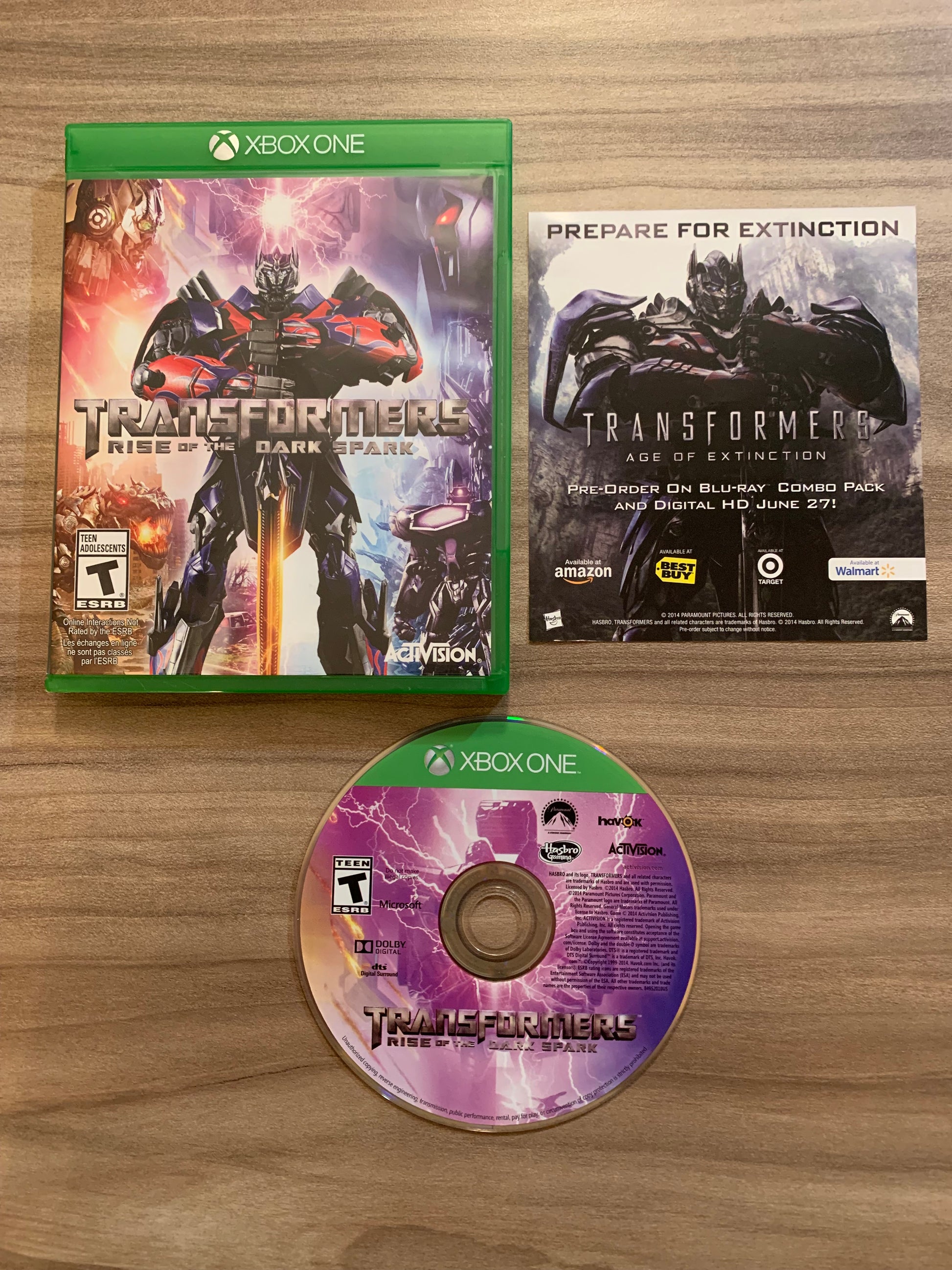 PiXEL-RETRO.COM : MICROSOFT XBOX ONE COMPLETE CIB BOX MANUAL GAME NTSC TRANSFORMERS RISE OF THE DARK SPARK