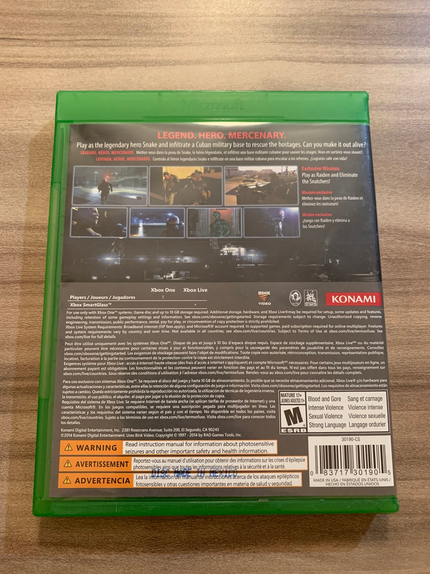 MiCROSOFT XBOX ONE | METAL GEAR SOLiD V GROUND ZEROES