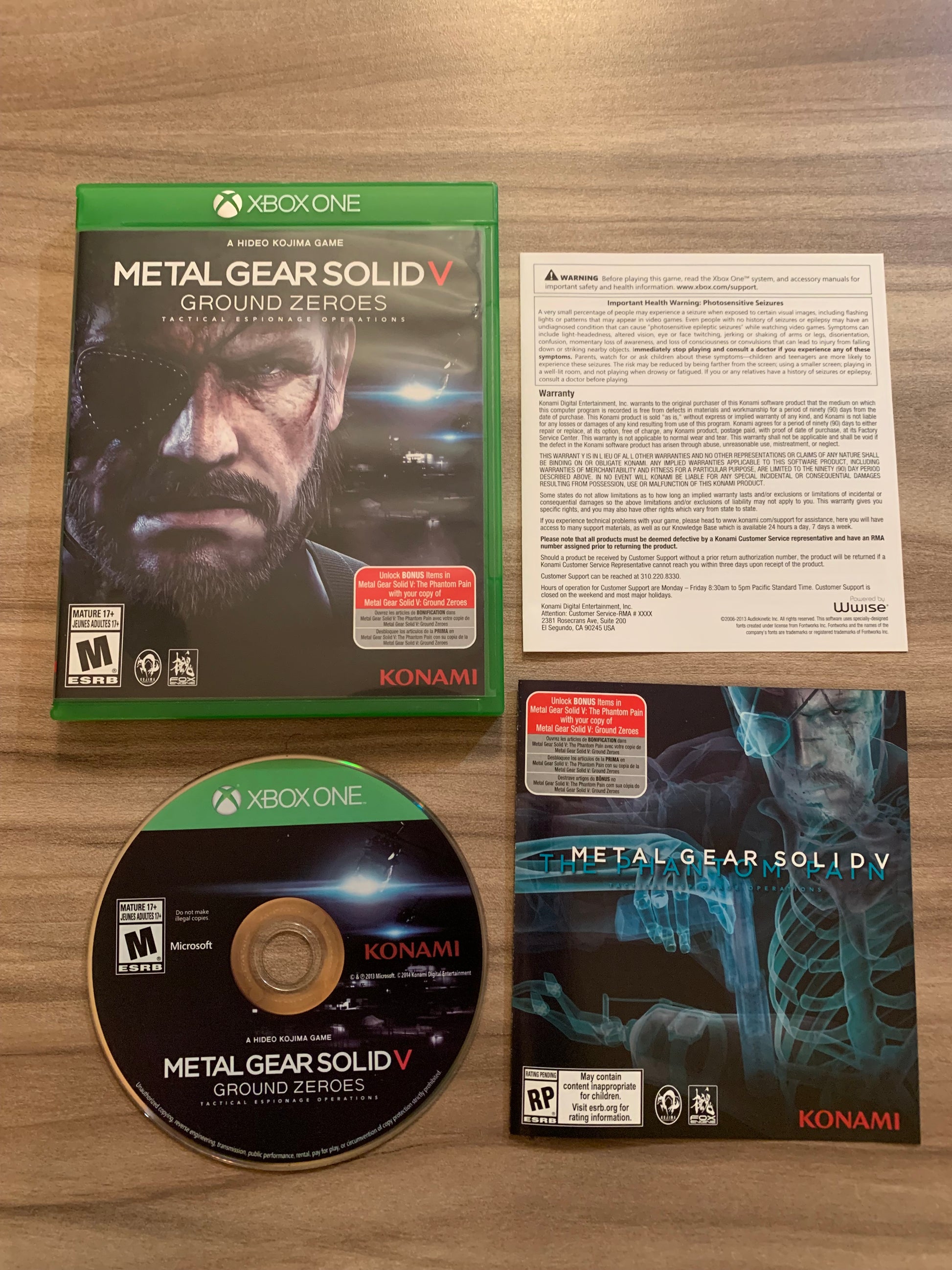 PiXEL-RETRO.COM : MICROSOFT XBOX ONE COMPLETE CIB BOX MANUAL GAME NTSC METAL GEAR SOLID V GROUND ZEROES