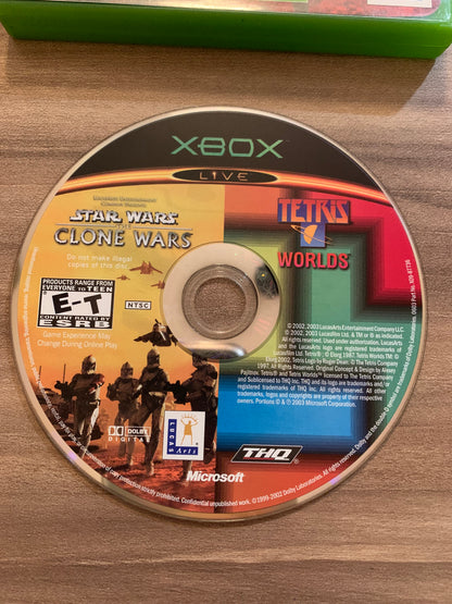 MiCROSOFT XBOX ORiGiNAL | STAR WARS THE CLONE WARS &amp; TETRiS WORLDS | NOT FOR RESALE